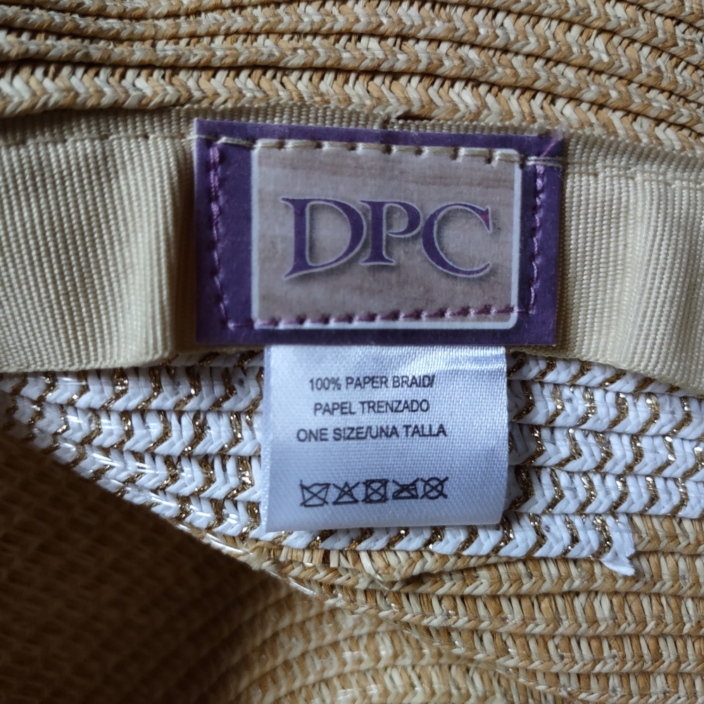 DPC Tan And White 100% Straw Hat/One Size - Picture 6 of 7